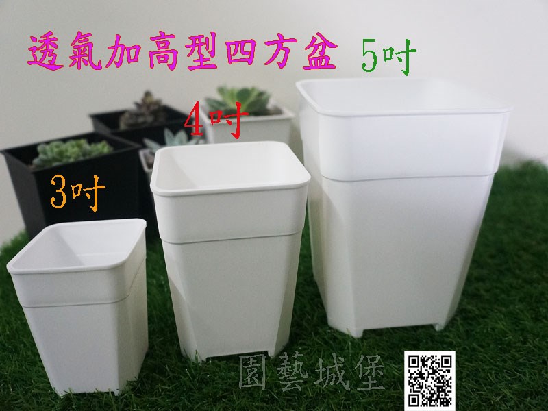 透氣加高型四方盆3吋園藝用品|資材|工具-園藝城堡